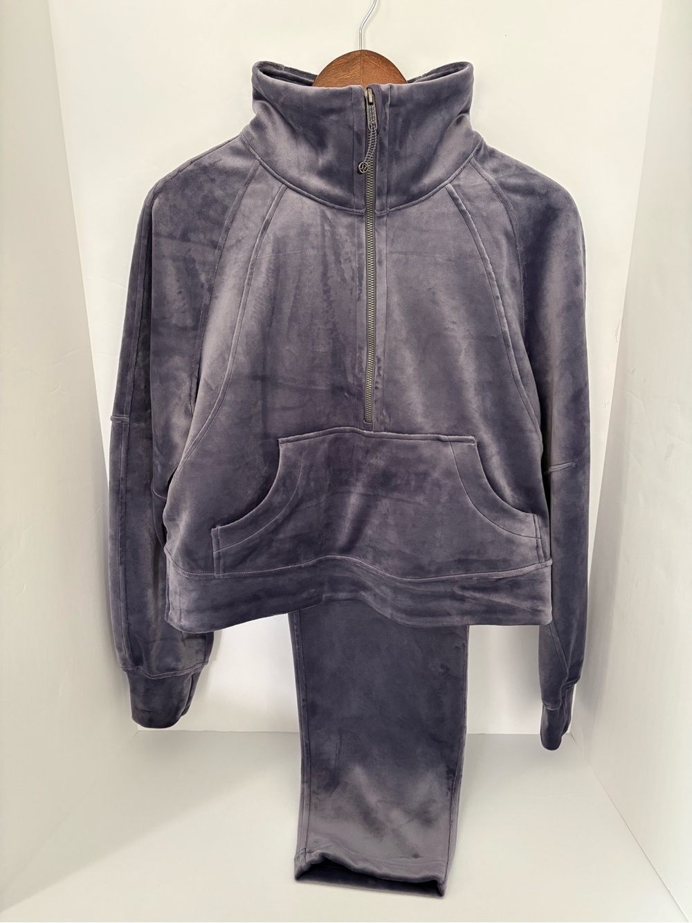 Lululemon Velvet Scuba Funnel Neck 1/2 Zip & Straight Leg Pant Set Nightfall NWT